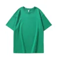 Camiseta verde lisa de manga corta con hombros caídos, top básico informal para hombre. - S / Tops / Verde