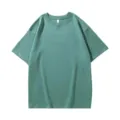 Camiseta verde lisa de manga corta con hombros caidos estilo streetwear casual para hombre - S / Tops / Verde bosque