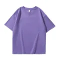 Camiseta morada holgada de manga corta con hombros caídos, parte superior casual. - S / Tops / Violeta Claro