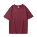 Camiseta de manga corta burdeos oversize ajuste relajado algodón variante color liso - S / Castaño