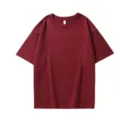 Camiseta burdeos oversize con hombros caídos, cómoda parte superior de verano lisa. - S / Burdeos