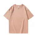 Camiseta Hombre Oversize Lisa Manga Corta Casual Suelta Tonos Tierra Cuello Redondo - S / Rosa