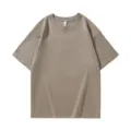 Hombre unicolor tono tierra manga corta camiseta casual holgada basica cuello redondo top - S / Tops / Marrón Claro