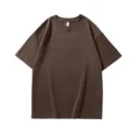 Camiseta de manga corta pesada oversize para hombre en marrón tierra, parte superior básica lisa. - S / Tops / Marrón