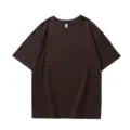 Camiseta marron oversize de manga corta para hombre, parte superior informal lisa estilo ancho. - S / Tops / Marrón café