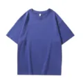 Camiseta lisa de manga corta con hombros caídos, parte superior casual para hombre. - S / Tops / Azul Klein