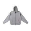 Men's heavy fleece zip-up hoodie casual solid color grey hooded sweatshirt top quality. - S / Tops / Mixed Grey