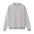 Solid grey crewneck sweatshirt, long sleeve casual pullover, comfortable knit apparel. - Off-white Crewneck Sweatshirts