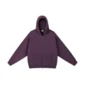 Heavyweight fleece zip-up hoodie in deep purple, featuring dual zippers and front pocket. - S / Tops / Purple