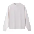 Plain solid color crewneck sweatshirt, casual long sleeve pullover for daily wear. - White Crewneck Sweatshirts