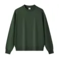 Men's dark green solid color crewneck sweatshirt, casual long sleeve pullover, regular fit. - Green Crewneck Sweatshirts
