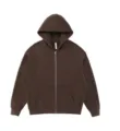 Men casual brown fleece zip-up hoodie streetwear basic solid color hooded jacket top - S / Tops / Coffee