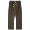 Comfortable brown solid color fleece sweatpants with adjustable drawstring waist for daily wear. - S / Bottoms / Coffee