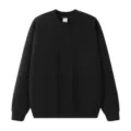Sweat-shirt noir uni à col rond pour homme, pull décontracté ample et basique pour l'automne hiver. - Col Rond Noir