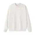Sweat-shirt ras du cou blanc uni pour homme, pull à manches longues style basique. - Col Rond Blanc