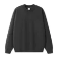 Sweat-shirt uni gris foncé à col rond, pull basique à manches longues, style décontracté. - Col rond gris foncé