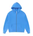 Solid blue fleece zip-up hoodie for autumn and winter, warm casual activewear top. - S / Tops / Blue