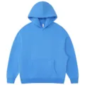 Solid blue fleece hooded sweatshirt cozy casual long sleeve pullover hoodie pocket tops - S / Tops / Blue
