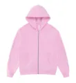 Pink zip-up fleece hoodie for women men solid color casual autumn winter sports outerwear - S / Tops / Pink