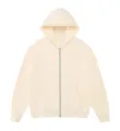 Solid color fleece full-zip hoodie for women and men, casual loose fit autumn winter sports top. - S / Tops / Beige