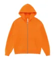 Solid orange fleece zip hoodie for men and women, casual autumn and winter warm outerwear top. - S / Tops / Orange