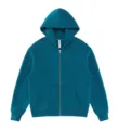 Solid teal zip-up hoodie for autumn and winter, featuring a front zipper and pockets. - S / Tops / Baja Blue