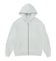 Plain white zip-up hoodie for autumn and winter, cozy fleece lined hooded sweatshirt jacket. - S / Tops / Silver Gray