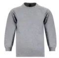 Heavyweight cotton raglan long sleeve t-shirt in grey, detailed view of fabric and collar. - S / Tops / Mixed Grey
