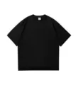 Clásica sudadera negra de manga corta con hombros caídos y dobladillo de canalé versátil. - S / Negro