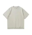 2026 Nueva Camiseta Felpa Francesa Suelto Hombro Caído Color Sólido Unisex Dobladillo - S / Blanco Grisáceo