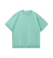 2026 nueva camiseta de french terry holgada hombros caidos lisa unisex dobladillo acanalado menta - S / Azul amanecer