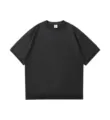 Solid color loose drop-shoulder short-sleeve terry t-shirt, versatile unisex ribbed hem. - Dark Gray
