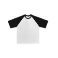 Camiseta de manga corta oversize color-block con mangas raglán y cuello redondo clásico. - S / Empalme Blanco y Negro