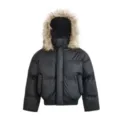 Herren Winter schwarze Kapuze Pufferjacke mit Fellimitat dick warme lässige Wintermantel Jacke - M / Schwarz