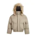Winter Herren verdickte Kapuzen-Daunenjacke mit Kunstfellkragen warme Freizeitjacke - M / Khaki