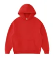 Heavyweight red solid hooded sweatshirt for men and women, classic casual streetwear hoodie. - S / Tops / Red