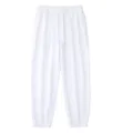 White fleece sweatpants for men and women, casual thick jogger pants with elastic drawstring waist - S / Bottoms / White