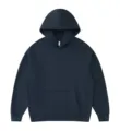 Dark blue heavyweight hooded sweatshirt, casual pullover hoodie with front pocket and long sleeves. - S / Tops / Navy Blue