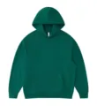 Solid dark green heavyweight fleece hoodie pullover with front pocket for autumn wear. - S / Tops / Green