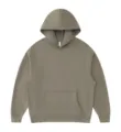 Casual heavy loopback hooded sweatshirt in khaki, comfortable solid color pullover hoodie. - S / Tops / Taupe