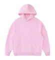 Pink solid color hooded sweatshirt casual loose pullover with front pocket for daily wear - S / Tops / Pink