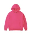 Heavyweight loopback hooded sweatshirt in vibrant hot pink, cozy cuffed streetwear hoodie. - S / Tops / Rose Red