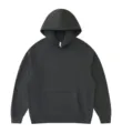 Heavyweight loopback hooded sweatshirt in dark grey, casual streetwear hoodie for men and women. - S / Tops / Dark Gray