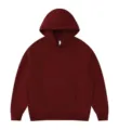 Heavyweight burgundy hooded sweatshirt, casual oversized fleece pullover for autumn and winter. - S / Tops / Burgundy