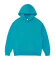 Solid turquoise heavyweight hooded sweatshirt, casual loose fit long sleeve pullover hoodie. - S / Tops / Teal