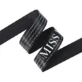 2.5cm Black Printed Ribbon Satin Ribbon English Letter Ribbon for Bouquet Packaging DIY Craft - Black 50 Yards / Width 2.5cm