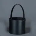 Schwarze Blumen Eimer Schachtel aus Leder für Gesteck, tragbare Geschenkbox SKU Ansicht. - S / 16*18CM / Schwarz