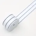 Weißes gestreiftes Band mit schwarzen gestrichelten Linien, 2.6cm für florale DIY Schleife. - 2.6cm*20 Yards / Weiß