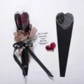 Bolsa de embalaje de flores de rosa única corazón de diamante papel de envolver - Negro / Paquete de 20