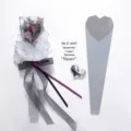 Bolsa de embalaje de flores de rosa única impermeable corazón de diamante estilo - Gris Escarcha / Paquete de 20